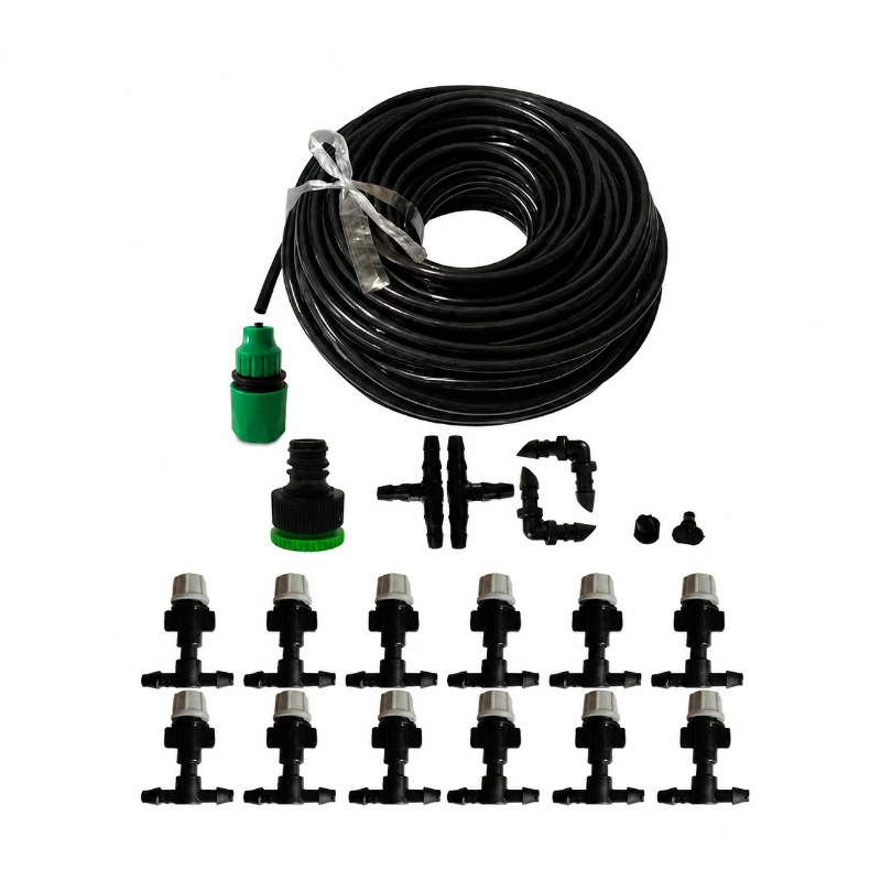 10m 12 Nozzle Automatic Misting System, Cooling Spray Nozzle, Drip Irrigation Kit for Agricultural Irrigation & Flower Watering
