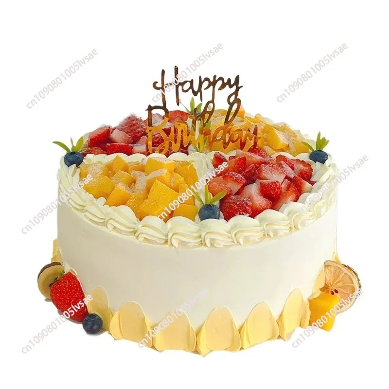 Simulated Birthday Cake Model Fake Fruit Cream Plastic Cake Showcase Sample Decoration Party Banquet Ornaments Shooting Props