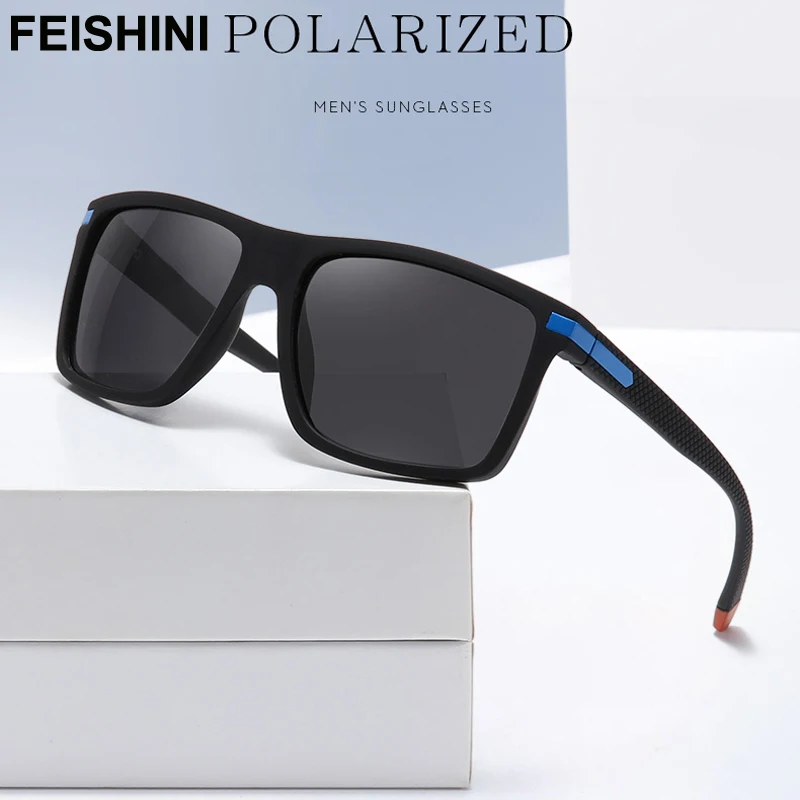 

Feishini Brand Anti-Reflective Visual Driving Glasses UV Protection Plastic Titanium Women Sunglasses For Men Polarized Luxury