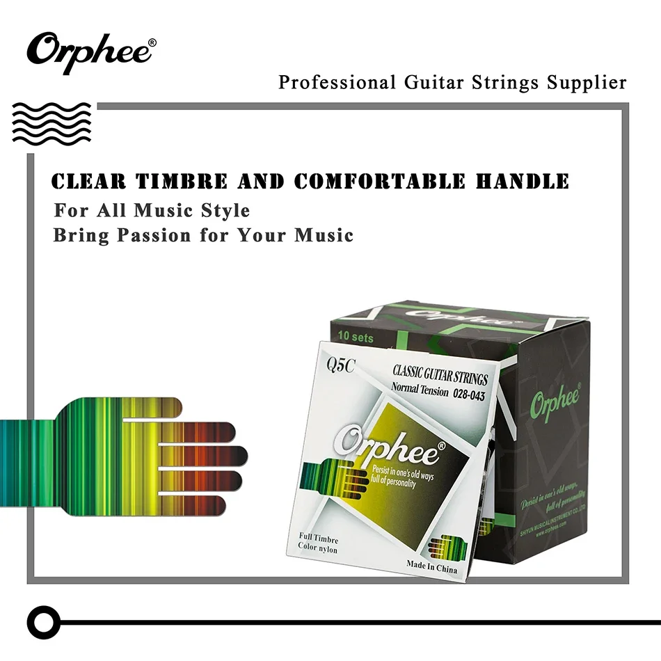 Orphee Q5C Black Nylon Classical Guitar Strings Set Black Nylon Pure Copper Wound Classic Guitarra Stings Accessory