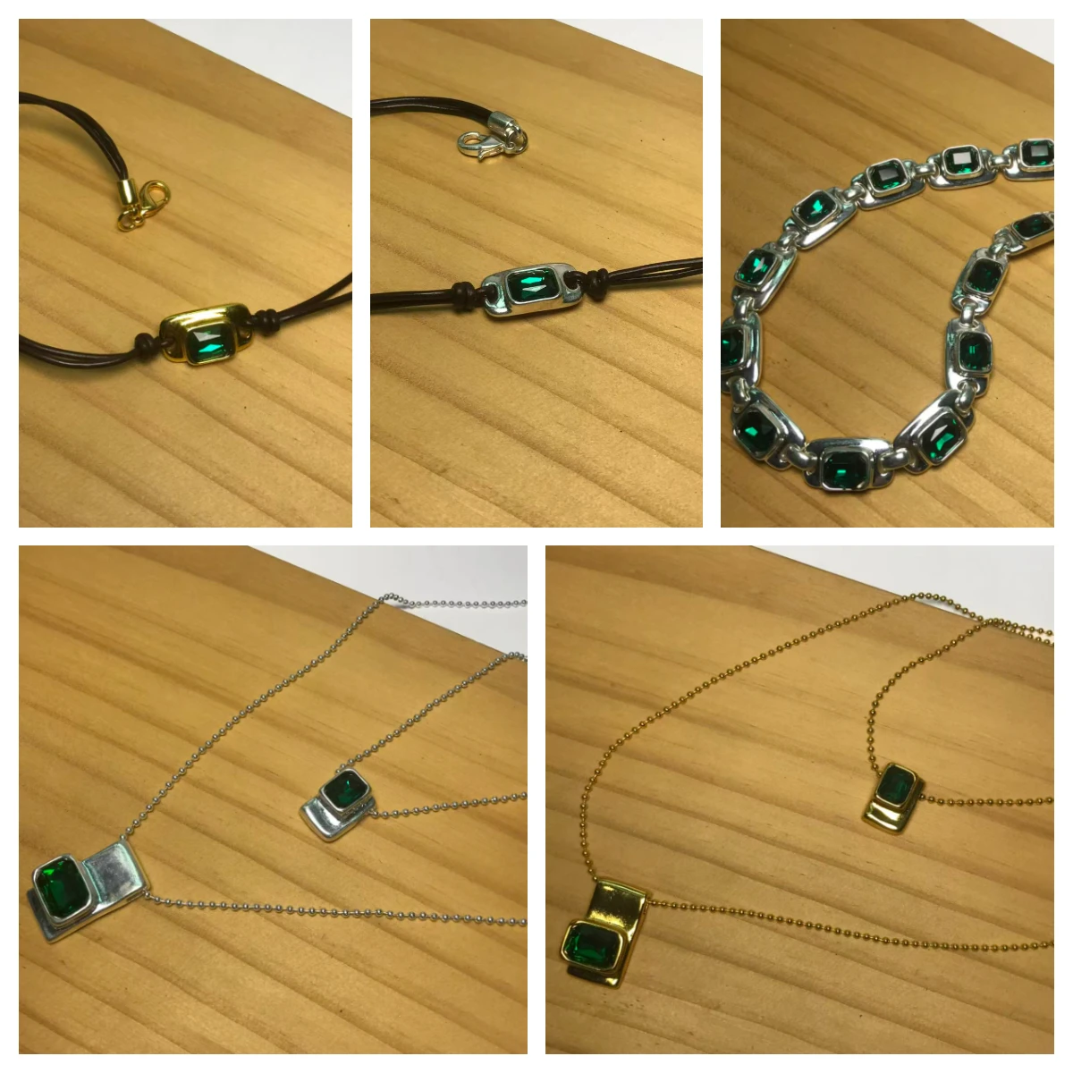 

2025 high quality many styles of versatile fashion jewelrygreen gemstone short necklaces, double necklaces, leather necklaces