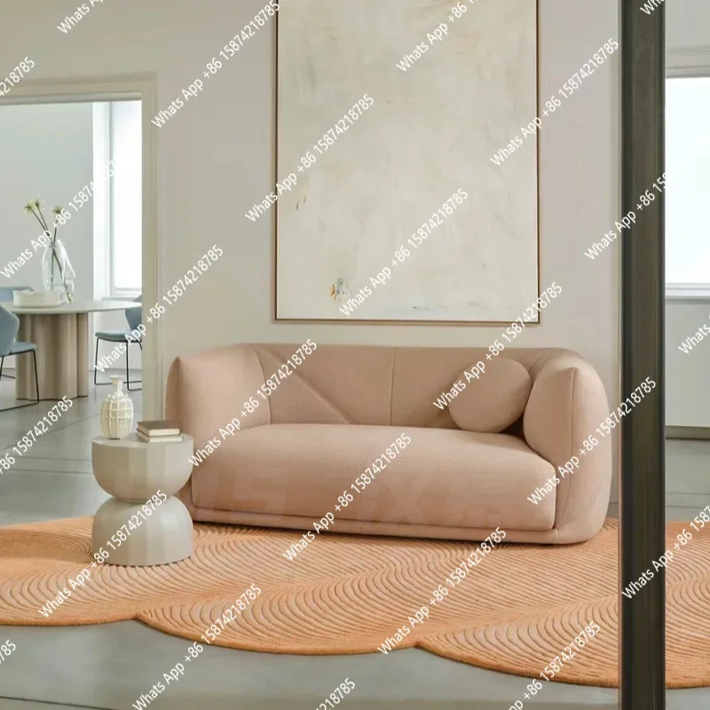 

N67 French minimalist cream style small apartment fabric design lazy leisure style three-person sofa