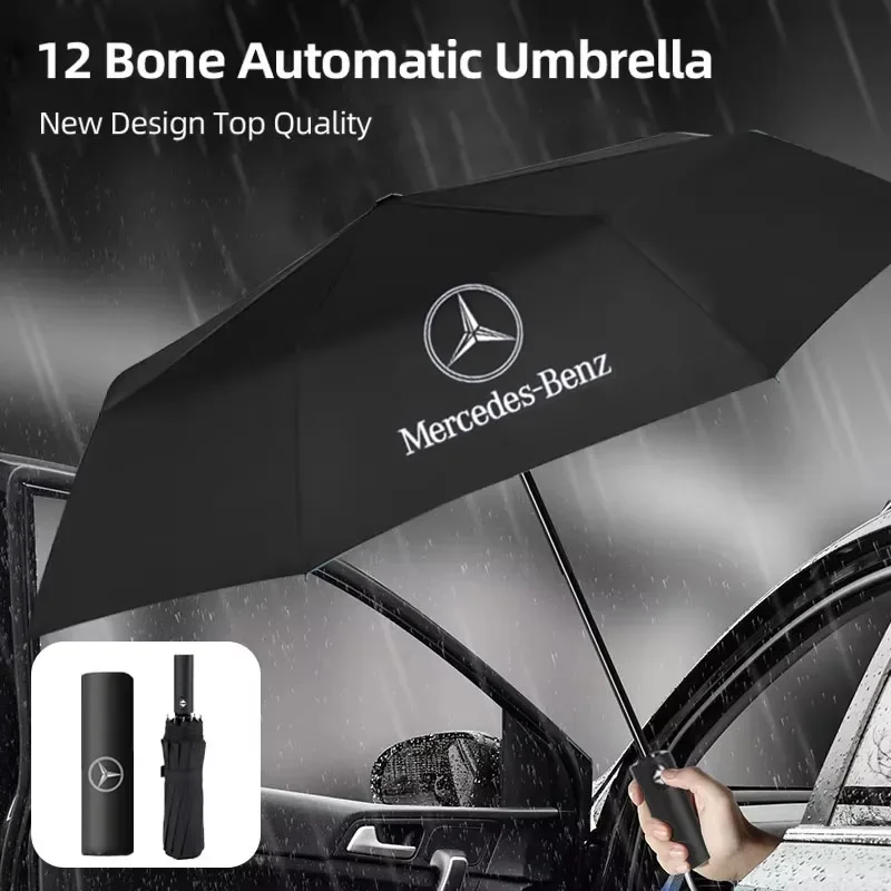 1 шт., зонтик с эмблемой автомобиля, три складных зонтика от солнца для Mercedes Benz AMG GLE GLS GLC CLA GLA GLK W206 W204 W205 W212 W213