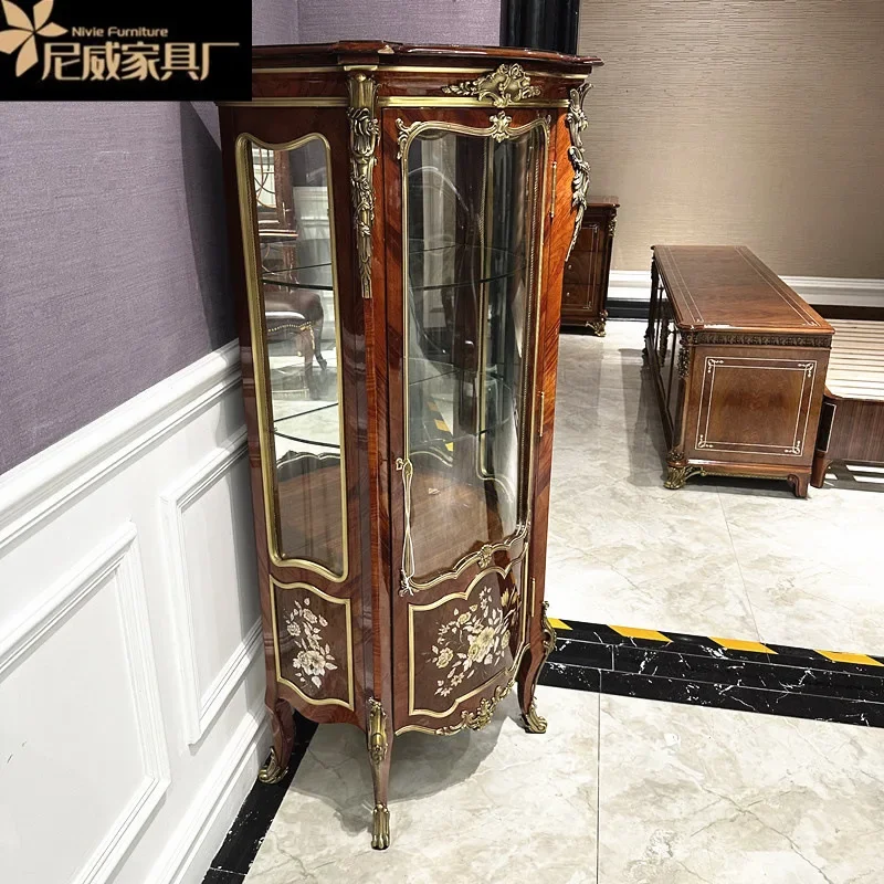 

Европейский однодверный винный шкаф, вилла, классический английский винный шкаф, угловой шкаф из массива дерева, инкрустированный корпусом, декоративный шкаф