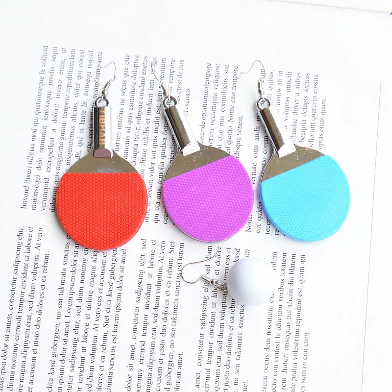 Exaggerated Sports Series Table Tennis Tennis Bowling Earrings High Grade Stereo Double-sided Fashion Asymmetric Ball Eardrop