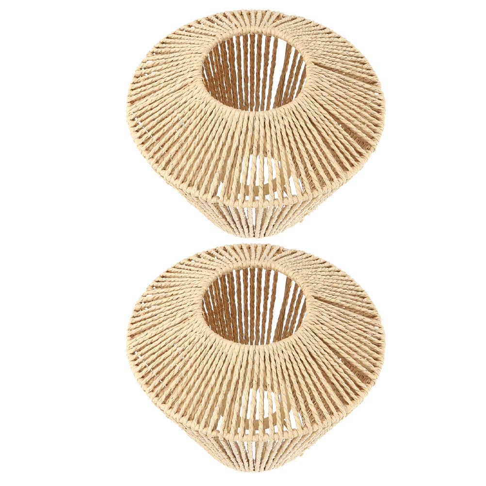 

2pcs Retro Lamp Shades Woven Rattan Vintage Design Pendant Replacement For Restaurant Tea Room Hotpot Decorative Lighting Simple