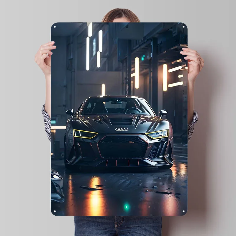 Audi R8 Tinplate Signs Car Poster Wall Decorations Custom Metal Sign for Wall Art Decoration Bar Home Decor Wand Deko Room Items