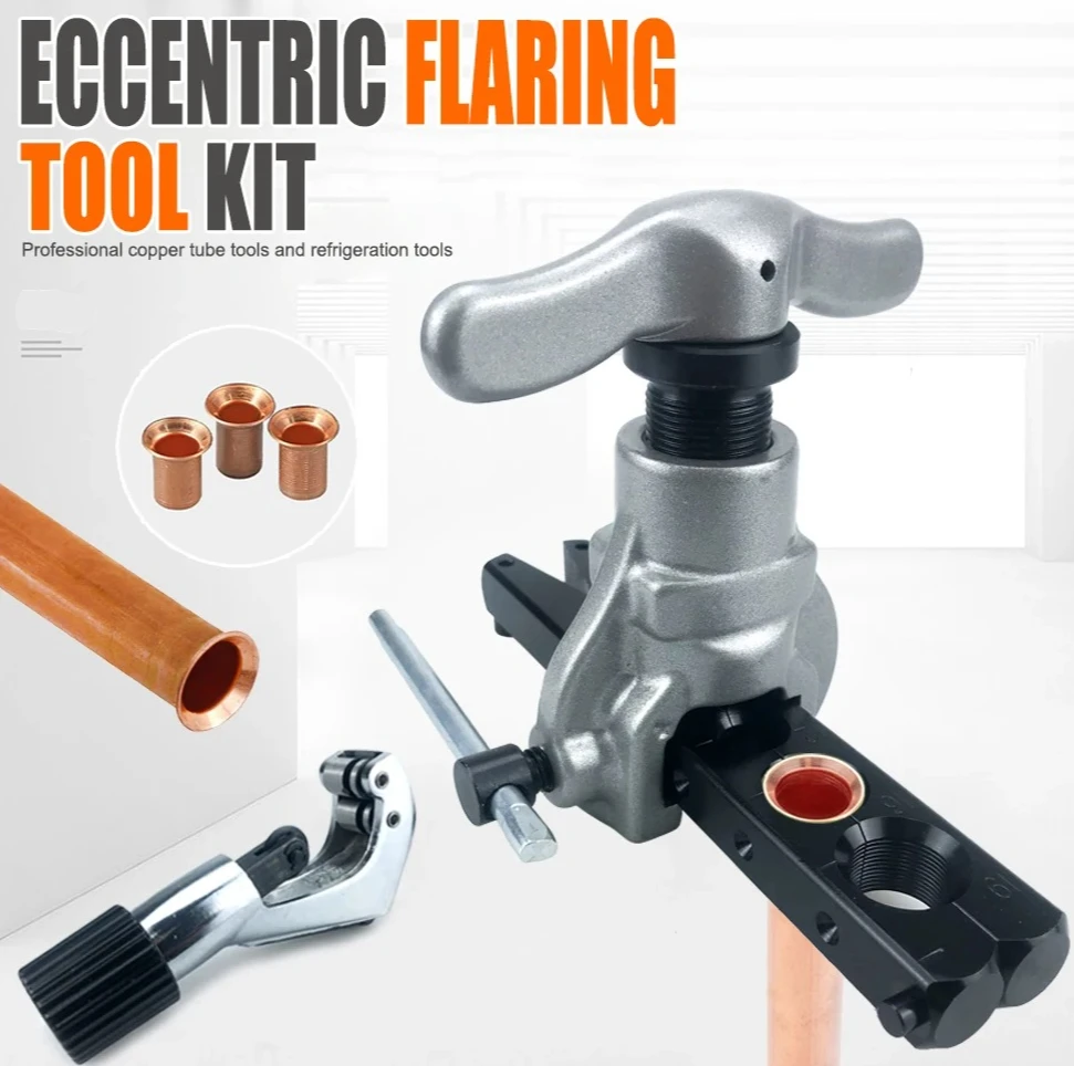 

Inch/Metric Eccentric Tube Expander Kit, 6-Hole Single Splint Air Conditioner Copper Pipe Bellmouth Flaring Tool, HVAC Repair