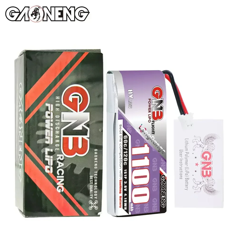 GNB 1S 3.8V 1100mAh 60C HV A30/PH2.0 Connettore Batteria al litio Lunga durata di volo Lipo batteria per Quadcopter FPV Drone