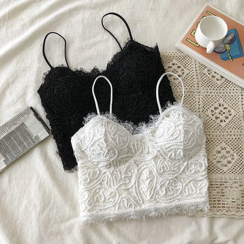 

Nice Women's Clothing Women Blouse Lace Back Sexy Base Vest Lingerie Eyelash Lace Suspender Strap Chest Pad Strapless Blouses Sh