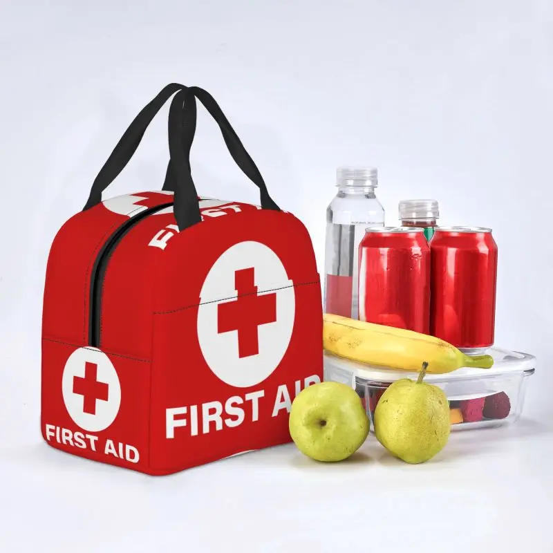 First Aid Emergency Medicine Lunch Bag Men Women Cooler Warm Insulated Lunch Box for Doctor Nurse Work Food Picnic Tote Bags