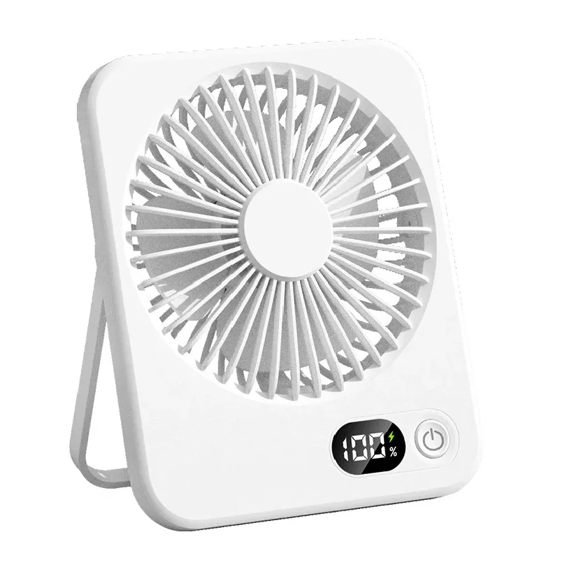 Desk Fan Table Portable USB Rechargeable 180° Tilt Folding Personal With Power Display 5 Speeds Ultra Quiet