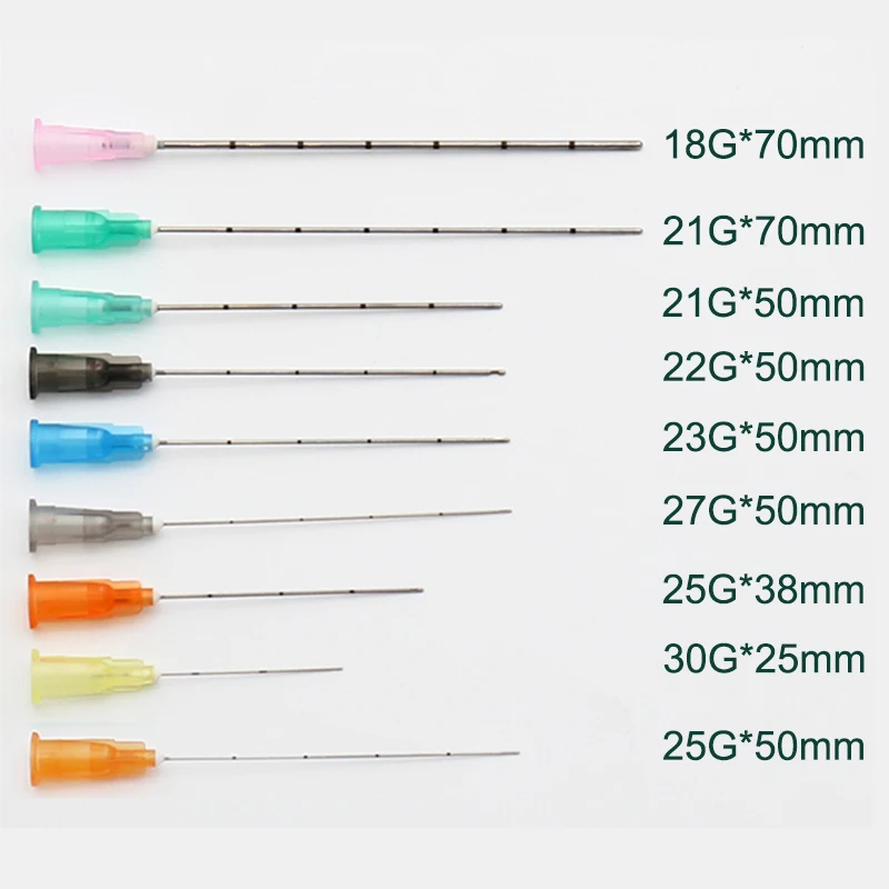 Disposable Blunt Tip Micro Cannula Medical Meso Injection Small Needle 18G 21G 22G 23G 25G 27G 30G Plain Ends Notched