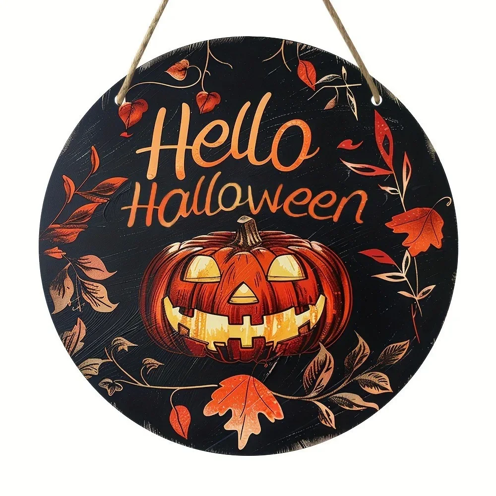 Halloween Black Cat Pumpkin Ghost Hanging Pendant Ghost Festival Circular Wooden Board Trick or Treat Happy Halloween Party 2024