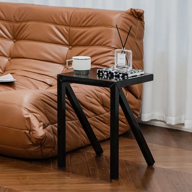 Nordic Style Sofa Side Table Heavy-Duty Iron Frame Minimalist Dopamine Design Movable Low Stool