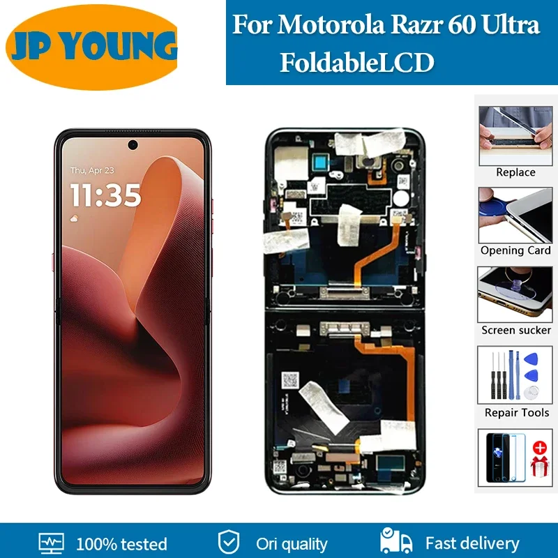 7.0" AMOLED Składany LCD Do Motorola Razr 60 Ultra Wyświetlacz LCD XT2551-6 Ekran Dotykowy Digitizer Do Motorola Razr Ultra Zamiennik — zdjęcie produktu 7