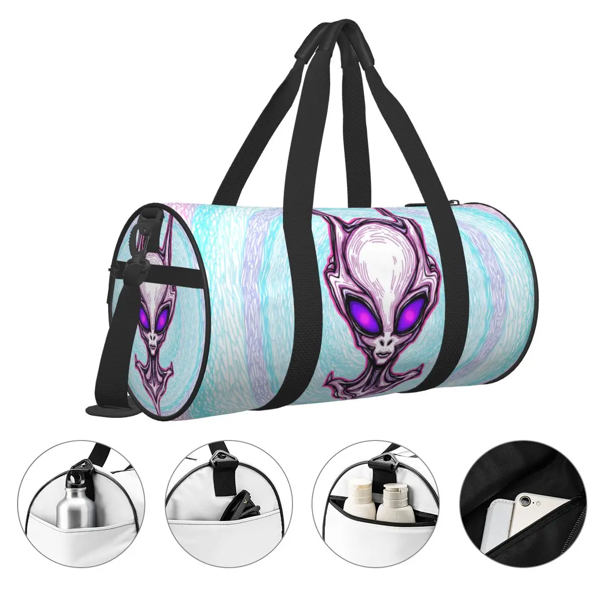 Y2K Alien Print Tote Bag Travel Bag Duffel Bag Fitness Bag Hand Luggage Travel Bag Harajuku Anime Gothic Funny Streetwear Style