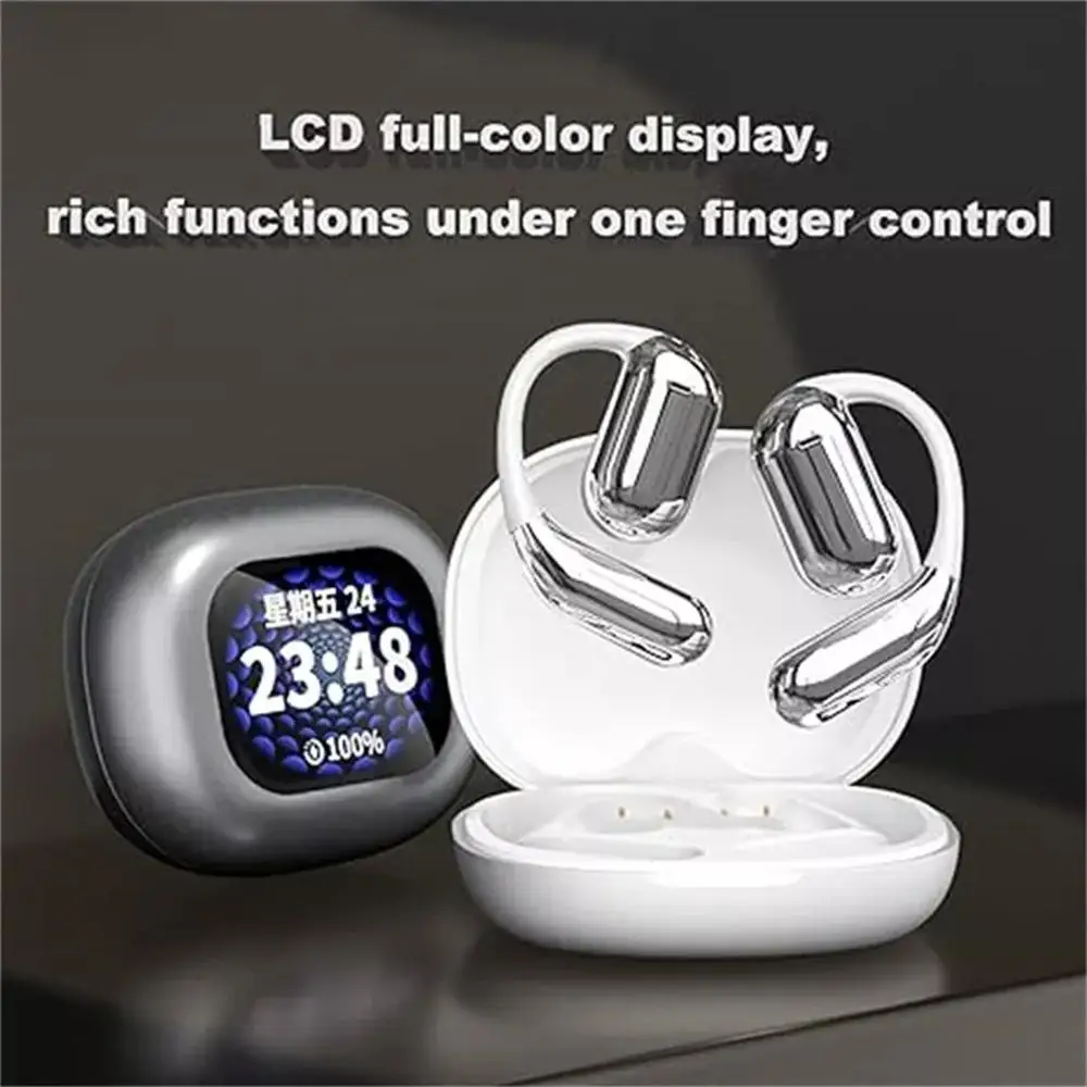 Smart Touch Screen 5.4 Earphones Sports OWS Wireless Headphone IPX5 Waterproof Headsets Support TF Card Music