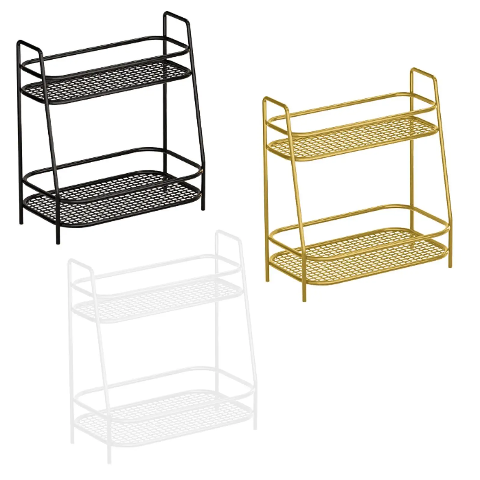

2 Tiers Spice Storage Rack Space Saving Office Bathroom Countertop Organizer