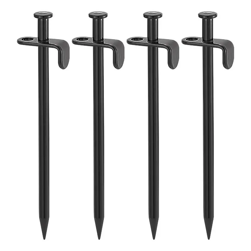 4pcs Outdoor Tent Stakes Pegs 20cm Heavy Duty Steel Tent Stakes For Camping Canopy Awning Beach Tent Nails Camping Ground Nails