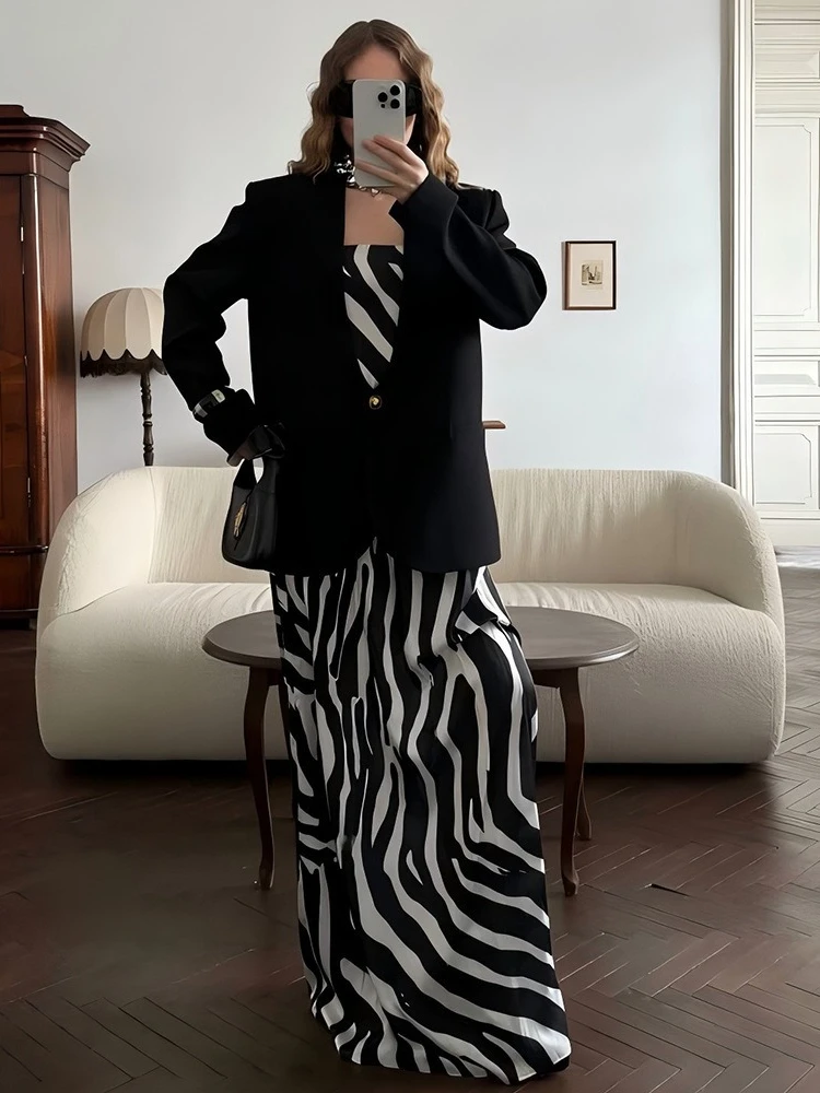 أنيقة العميق الخامس الرقبة زر واحد بليزرات للنساء 2026 شيك كم طويل بدلة فضفاضة مكتب سيدة سترة القمم ملابس خارجية الإناث #6