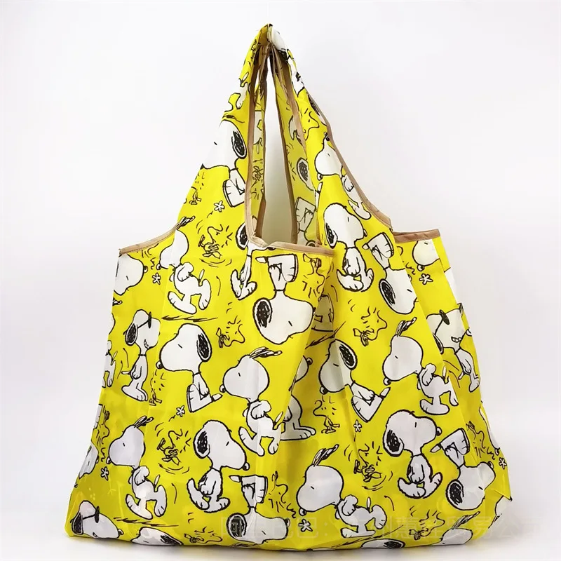 Bolso de hombro con estampado de Snoopy de dibujos animados para mujer, bolsa de compras de supermercado de gran capacidad, bolso de viaje de