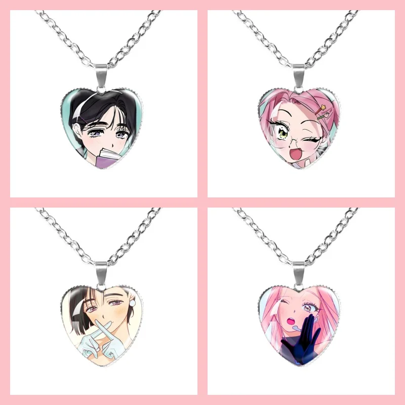 Cute ALIEN STAGE Mizi Sua Ivan Hyuna Luka Role 25mm Serrated Heart-Shaped Necklace Pendant Charm Jewelry Fans Couples Gifts