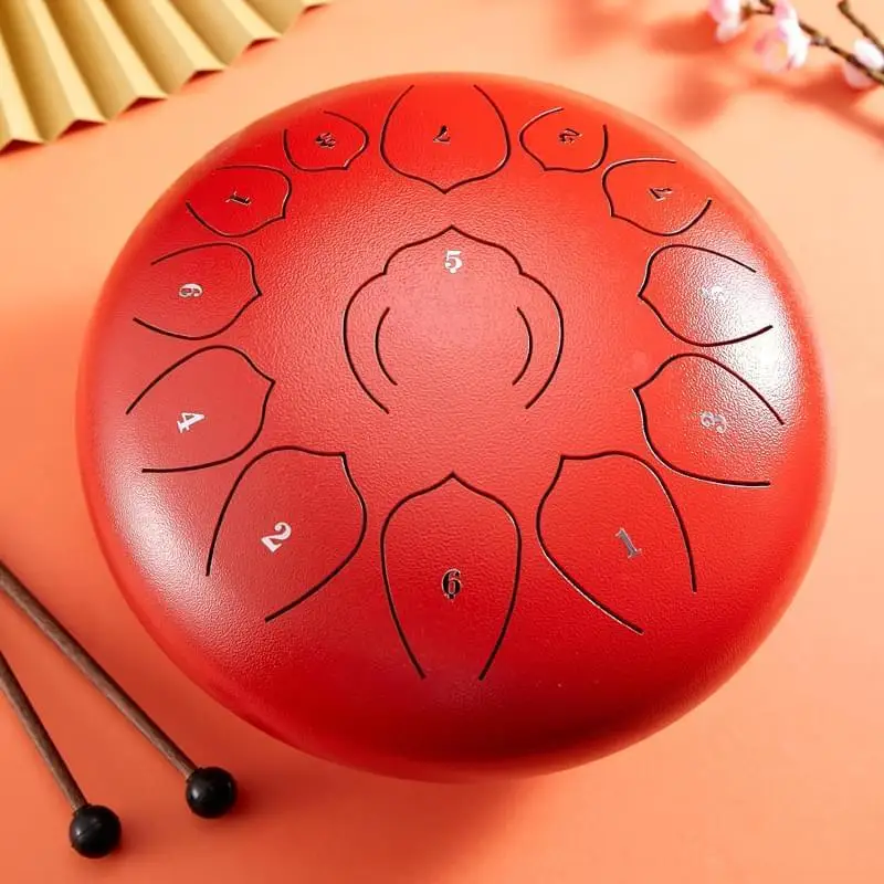 Handpan drum lidah baja paduan 12 inci warna baru 13 catatan kustomisasi khusus