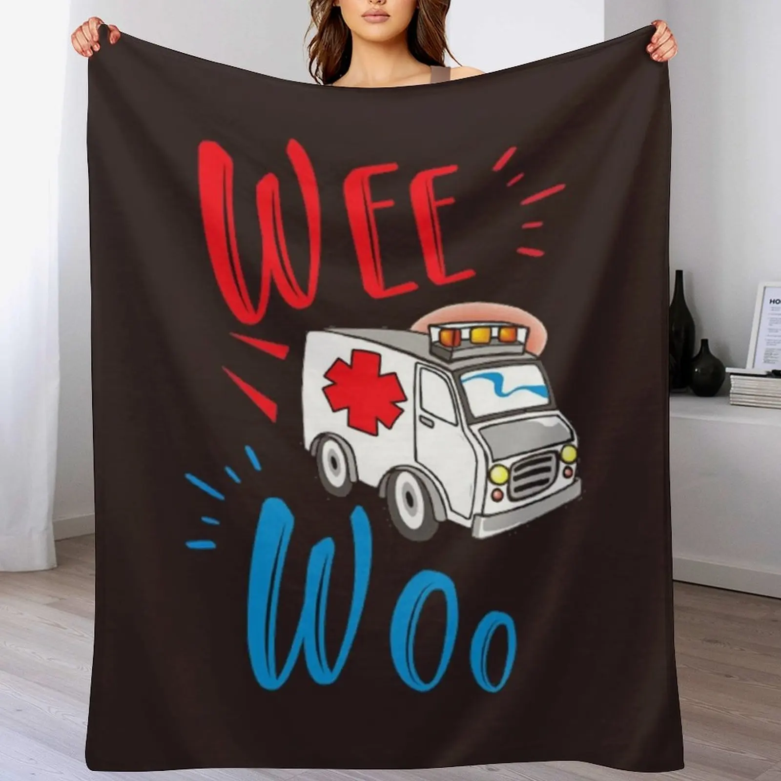 Wee woo ambulance funny nurse doctor gift, paramedic Throw Blanket Travel Tourist Blankets