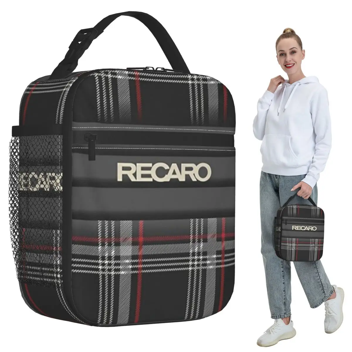 Tartan Plaid Recaros Isolierte Lunchtasche für Damen, Büro-Kühltasche, Thermo-Lebensmittelbox, tragbare Lunchboxen, Behälter