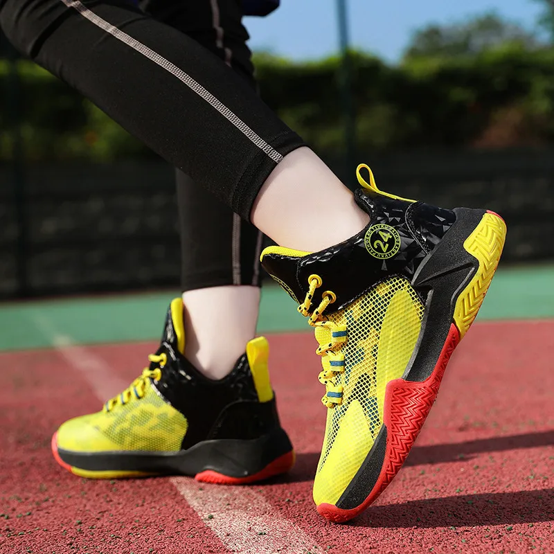 Hot Sale Summer Mesh Breathable Basketball Shoes Boy Girl Anti-Shock Kids Basketball Sneakers Non-slip Children\'s Exercise Shoes