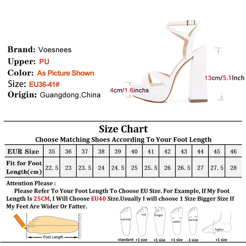 Square Heels Sandals For Women White Buckle Strap Fashion Cross Band 4CM Platform 13CM High Heels Summer Lady Party Shoes 2024