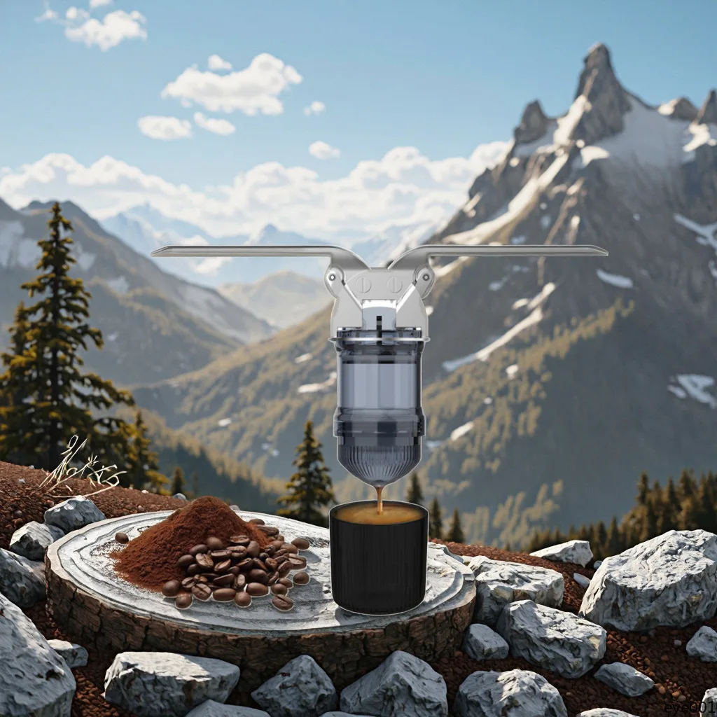 

Mini Portable Espresso Machine Hand-Powered Coffee Maker for Travel Camping