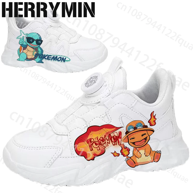 

Детские кроссовки с принтом «Покемон Чарризард» из мультфильма для мальчиков и девочек, однотонная подошва, простые белые туфли