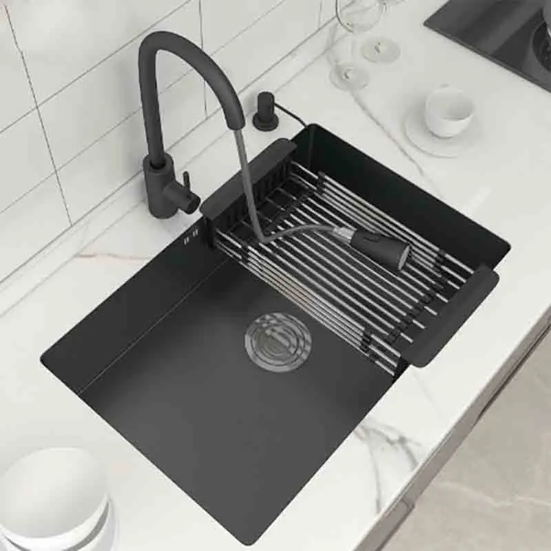 Thickened Stainless Steel Sink Single-Slot Kitchen Nano-black Under Counter Sinks Large Single-basinHousehold Washbasin