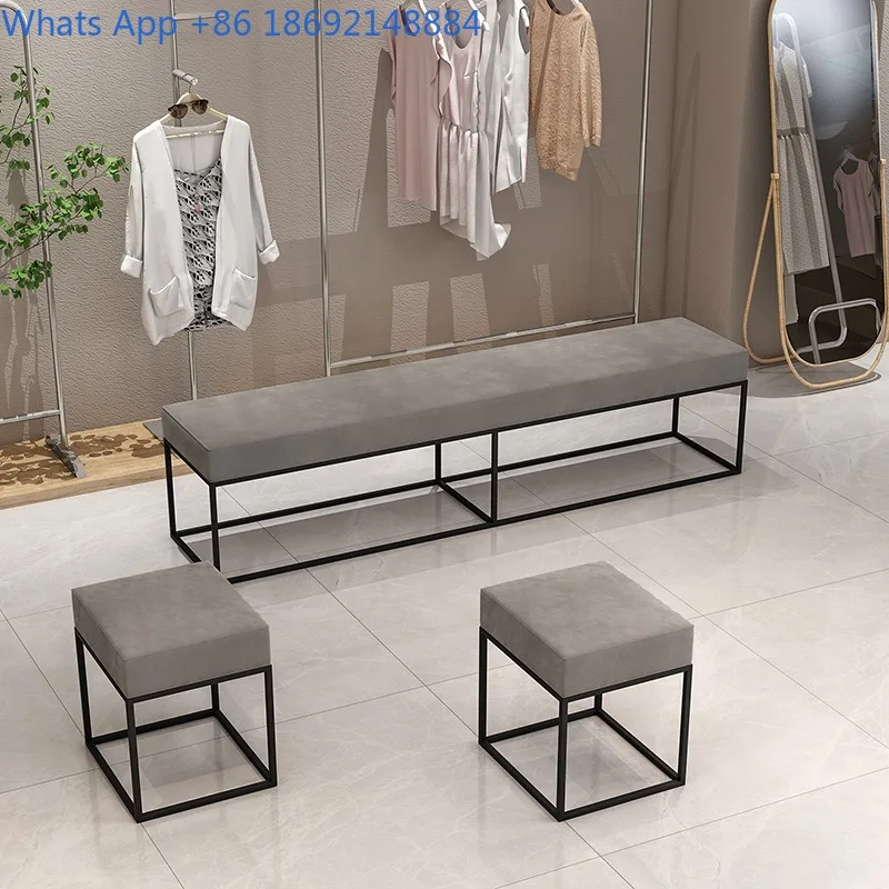 

Nordic Clothing Store Small Stool Ins Dressing Shoe Cabinet Long Rest Sofa Stool Soft Cover Shoe Changing Storage Stool