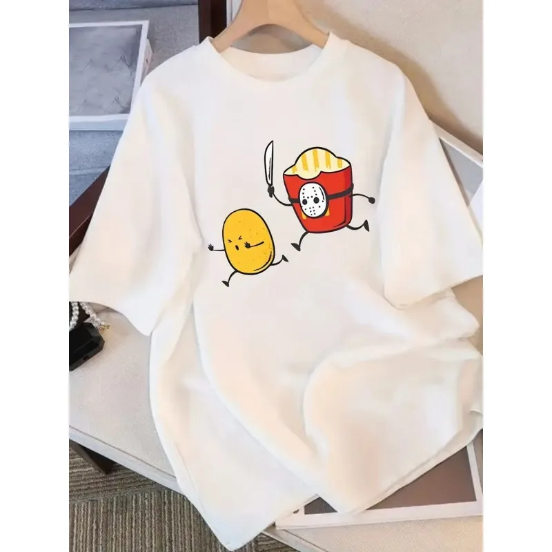 

Women's Printed Trendy Casual Short Sleeved T-shirt Versatile and Comfortable Top Women Short Sleeved Casual Breathable T-shirt