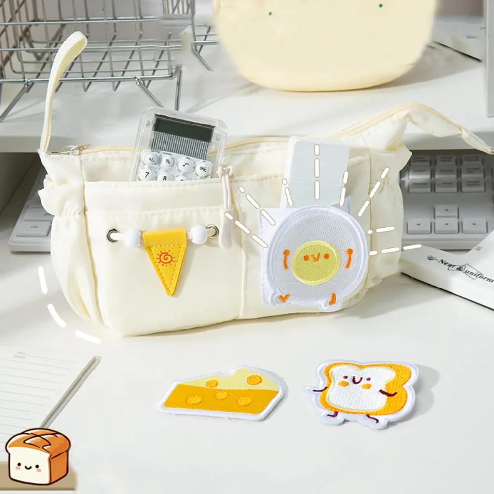 

DIY Large Capacity Pencil Box Organizer Aesthetic Embroidered Patch Pencil Case Cartoon Zipper Stationery Storage Bag Kids Gift