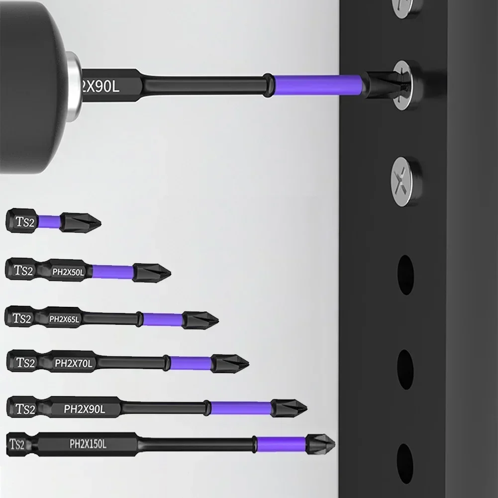 1pcs PH2 Cross Screwdriver Set Magnetic Batch Head Impact Drill Bit Alloy Steel Non-slip Cross Screwdriver 25/50/65/70/90/150mm