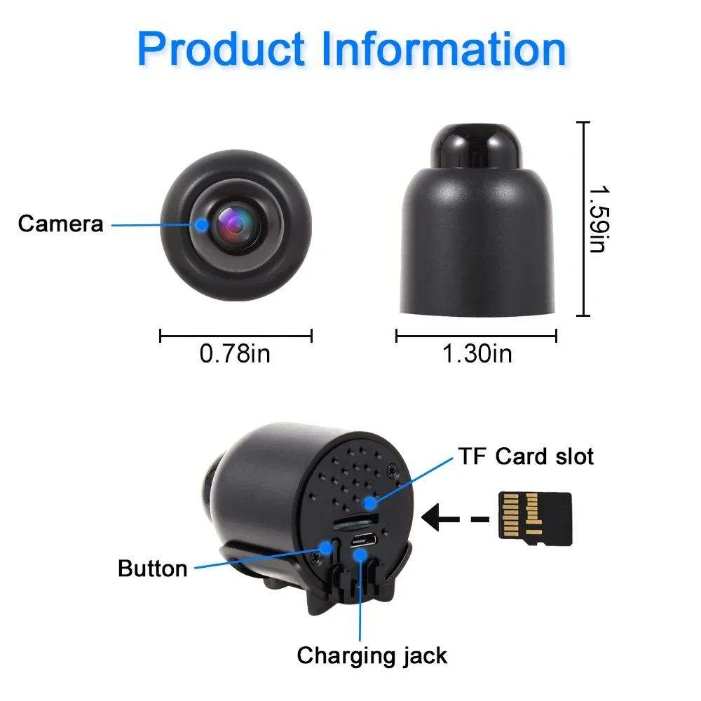 Mini Home Security Surveillance Camera, Visão Noturna, Detecção de Movimento, Câmera de Vídeo, Monitor do Bebê, 1080P, WiFi, Novo