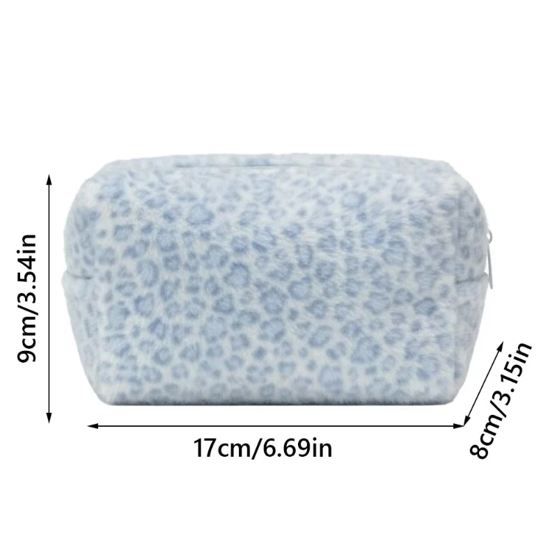 Make-up-Aufbewahrungstasche, Hirsch-/Elch-Plüsch-Kosmetiktasche mit Leopardenmuster, Damen Herbst/Winter Toilettentasche, Clutch-Geldbörse – Detail 1
