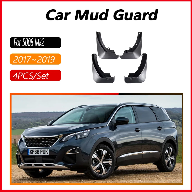 4 PCS Front Rear Car Mudflap for Peugeot 5008 2017 2018 2019 Fender Mud Guard Flap Splash Flaps Mudguards Accessories 2nd 2 Gen