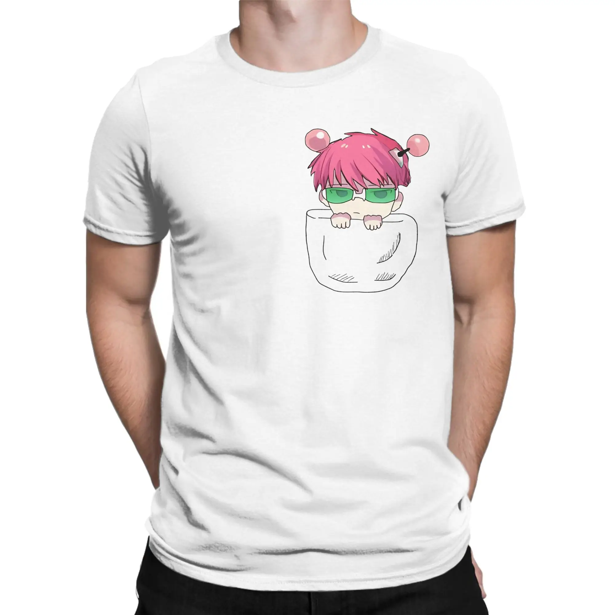 Pocket Classic Saiki Kusuo Novelty Graphic 100% Cotton T-Shirt Tees Tops For Men