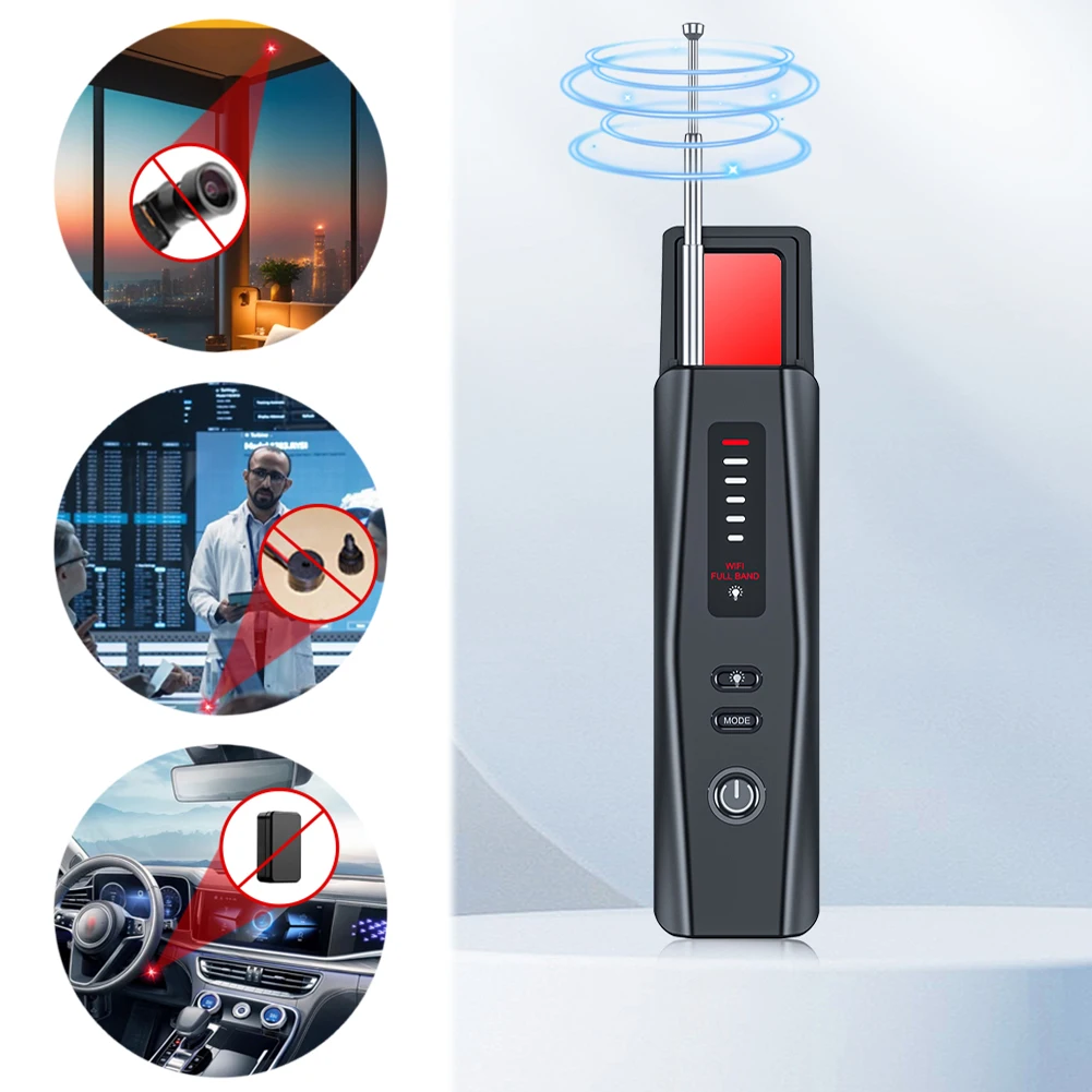 Wireless Camera and Bug Detector with Adjustable Sensitivity and Wide Frequency Range for Travel and Office