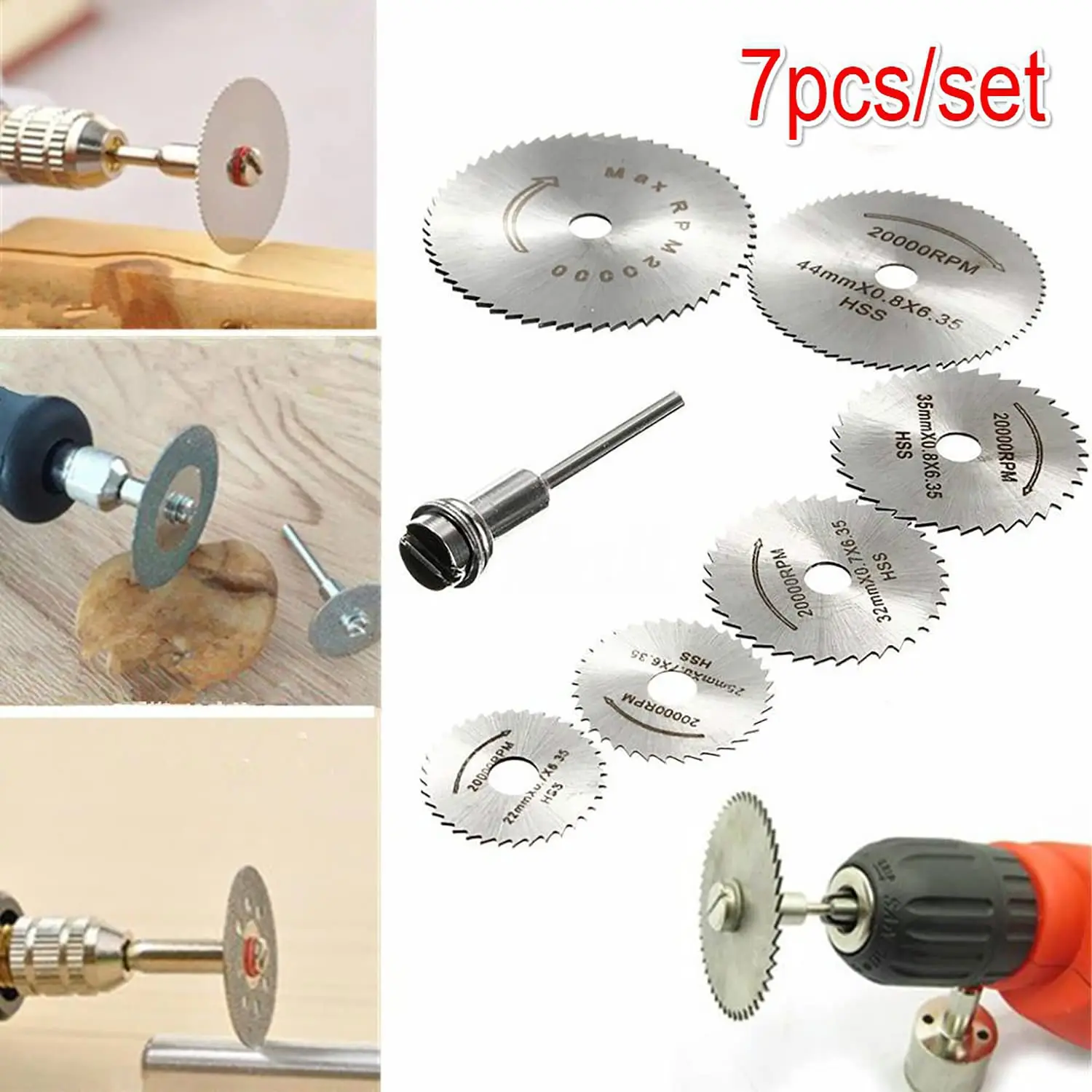 6pcs Mini HSS Circular Saw Blade Rotary Tool For Dremel Metal Cutter Power Tool Wood Cutting Discs Drill Mandrels Cutoff 22-50mm