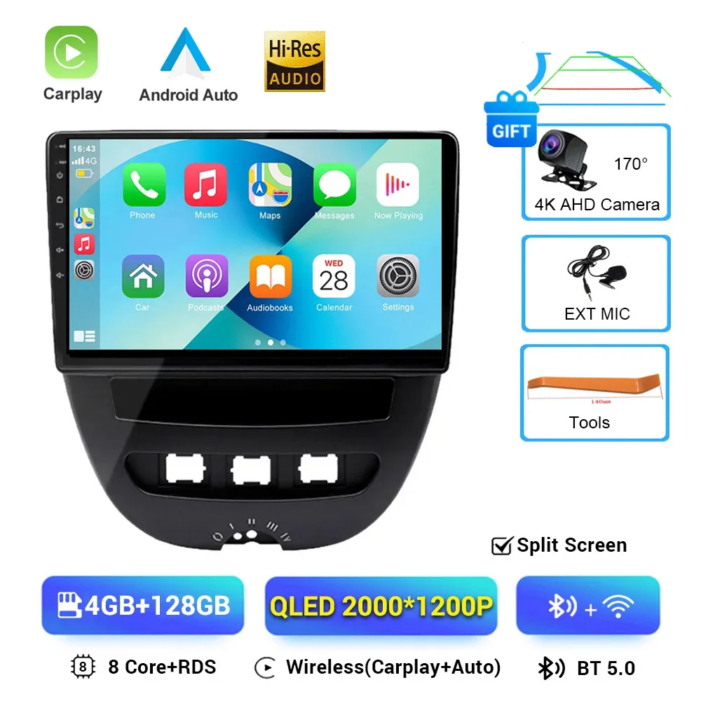 Android 16 2 Din Auto Multimedia Speler Voor Peugeot 107 Toyota Aygo Citroen C1 2005-2014 Head Unit Stereo GPS navigatie BT WIFI