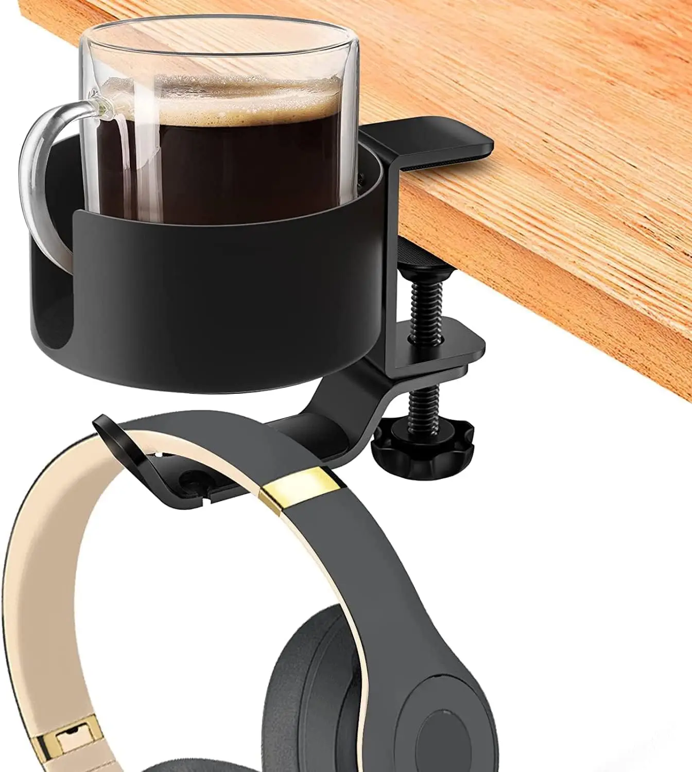 

360° Rotating Desk Holder, Desk Cup Holder ,Clamp On Desk Organizer,Gaming Desk Accessories