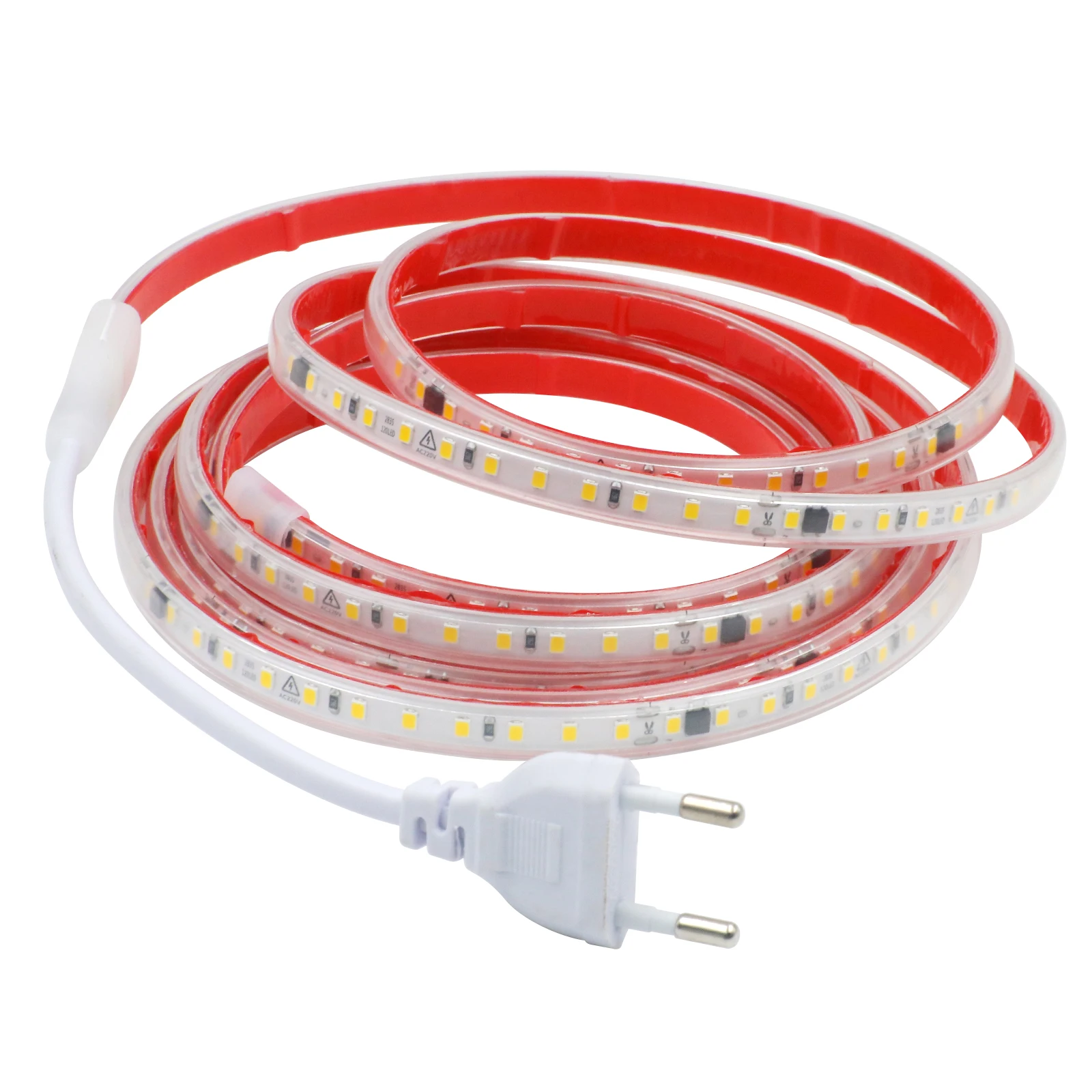 AC 220V 240V LED Strip 3000K 4000K 6000K 120Leds/M Flexible Ribbon Stripe IP65 Waterproof Self Adhesive Tape Strip Chain Light