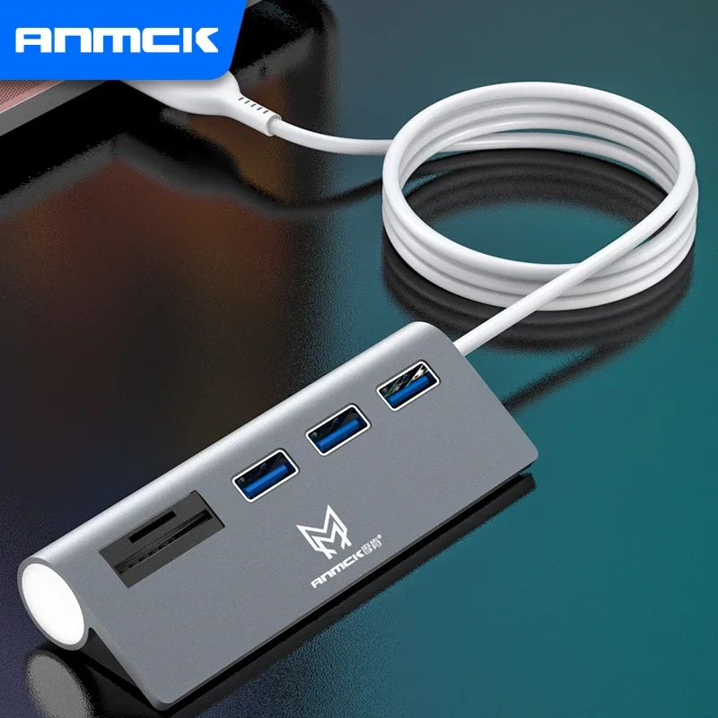 Anmck USB 2.0 Hub 5 Port  with SD Card Reader for Laptop Macbook Pro USB Splitter Adapter USB 2.0 Hub for PC Computer Accessorie