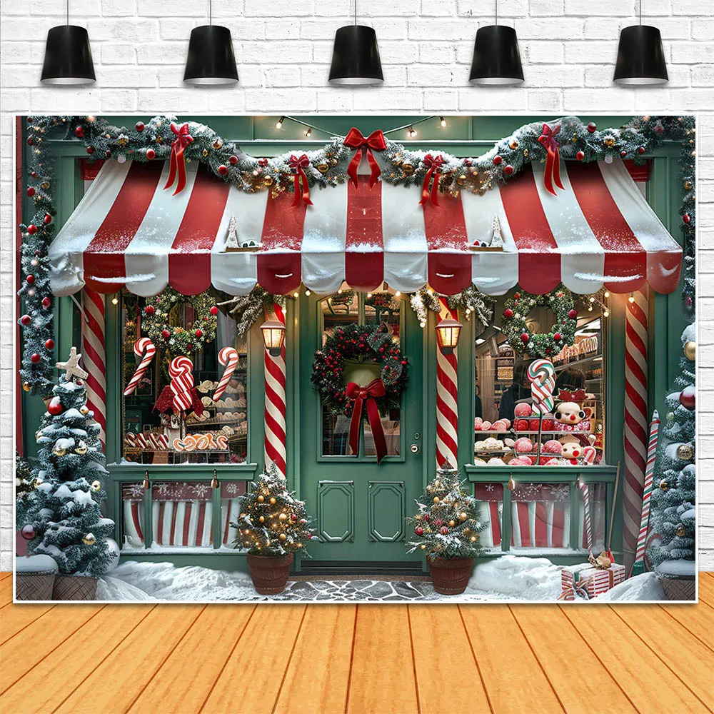 Mocsicka-خلفيات عيد الميلاد للتصوير الفوتوغرافي ، ثلوج شتوي ، أخضر عتيق ، هدية عيد الميلاد ، متجر الحلوى ، خلفية صور الأطفال في الهواء الطلق ، الدعائم